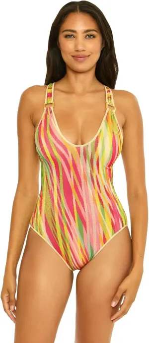 BECCA Women's Standard Awaken One Piece Swimsuit, Londyn Scoop Neck, Adjustable, Bathing Suits