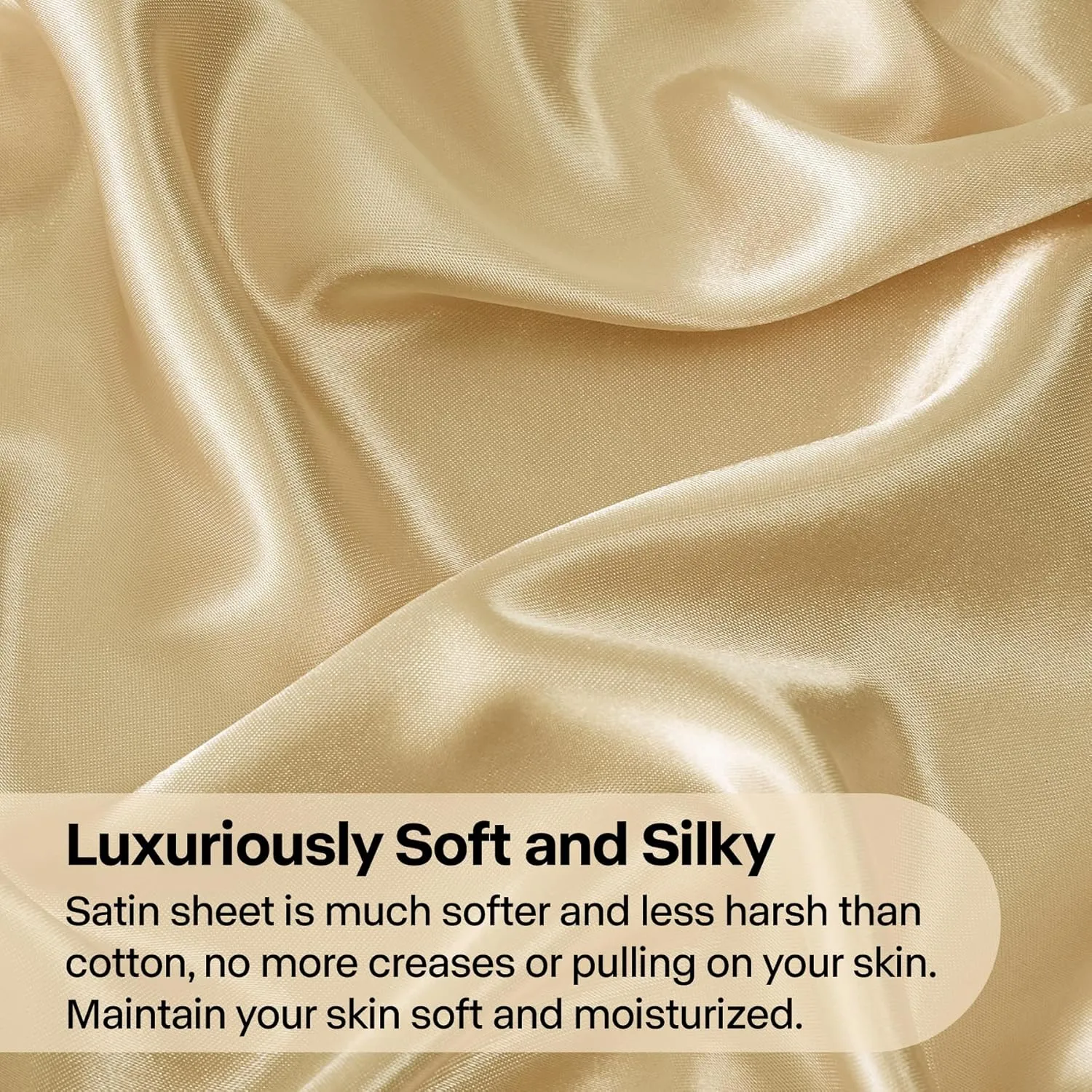 BEDELITE Satin Sheets Queen Size Bed Set, Luxury Soft Champagne Silky Sheets for Hair and Skin, Similar to Silk Bed Sheets Set 4 Pieces with 1 Deep Pocket Fitted Sheet, 1 Flat Sheet, and 2 Pillowcases