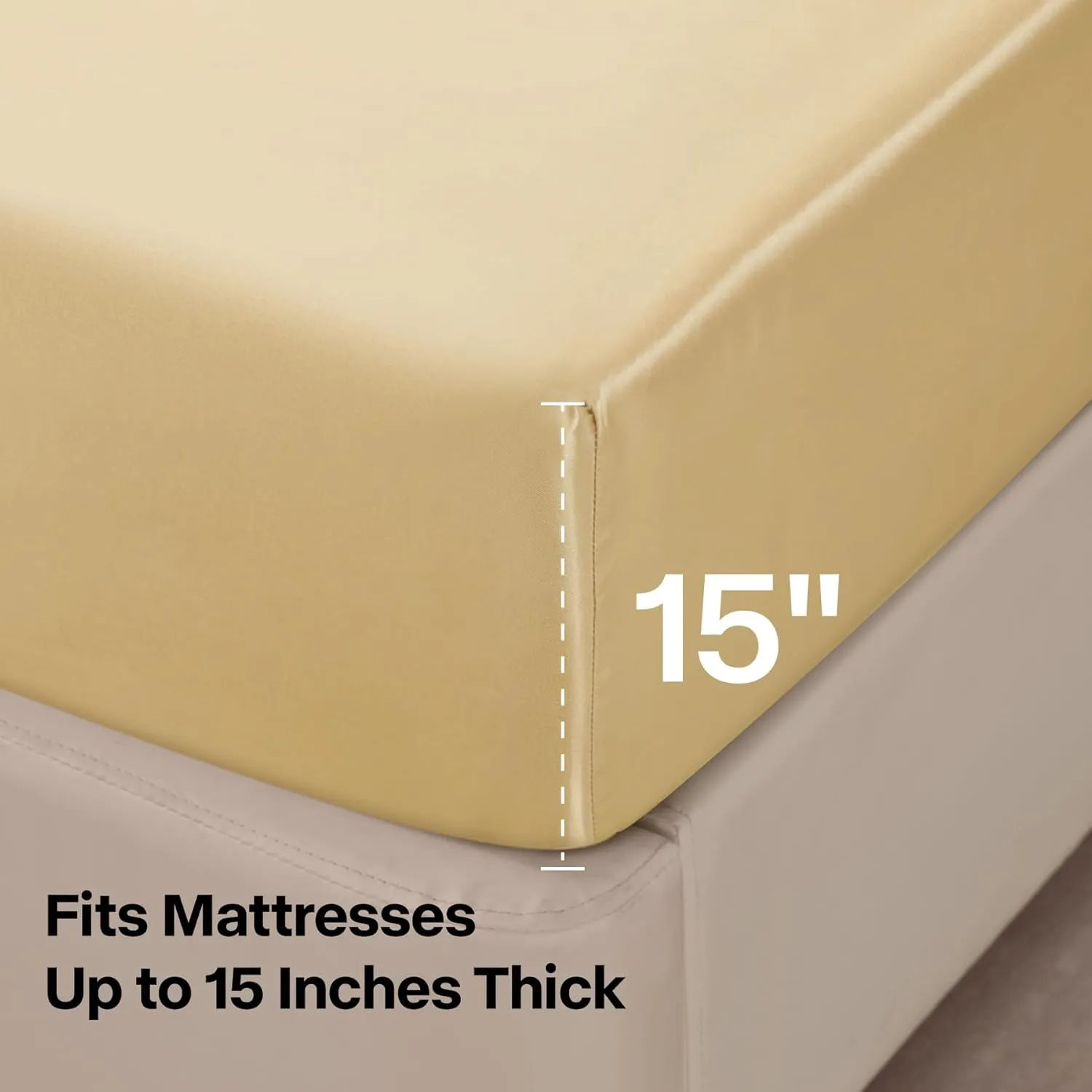 BEDELITE Satin Sheets Queen Size Bed Set, Luxury Soft Champagne Silky Sheets for Hair and Skin, Similar to Silk Bed Sheets Set 4 Pieces with 1 Deep Pocket Fitted Sheet, 1 Flat Sheet, and 2 Pillowcases
