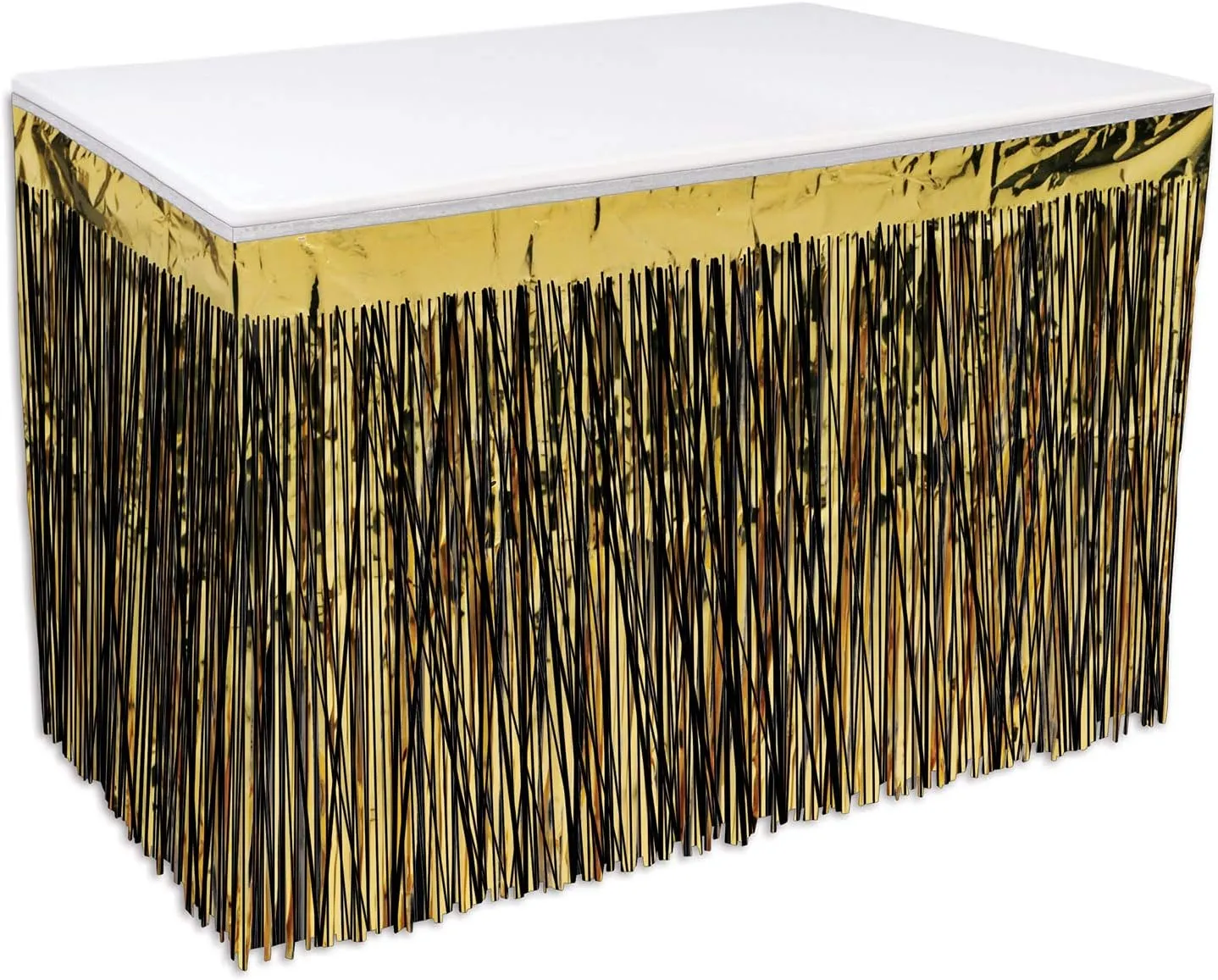 Beistle Metallic Plastic 2-Ply Table Skirting Tableware New Years Eve Party Supplies Birthday Decorations, 30" x 14', Black/Gold