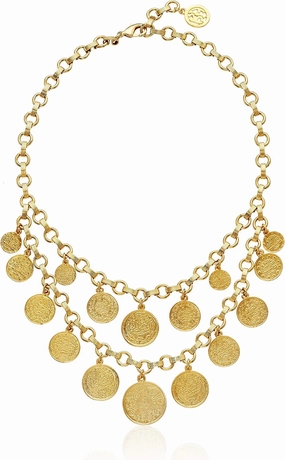 Ben-Amun "Moroccan Coins" Long Gold Necklace, Fashion Jewelry For Women, Made In New York, One Size