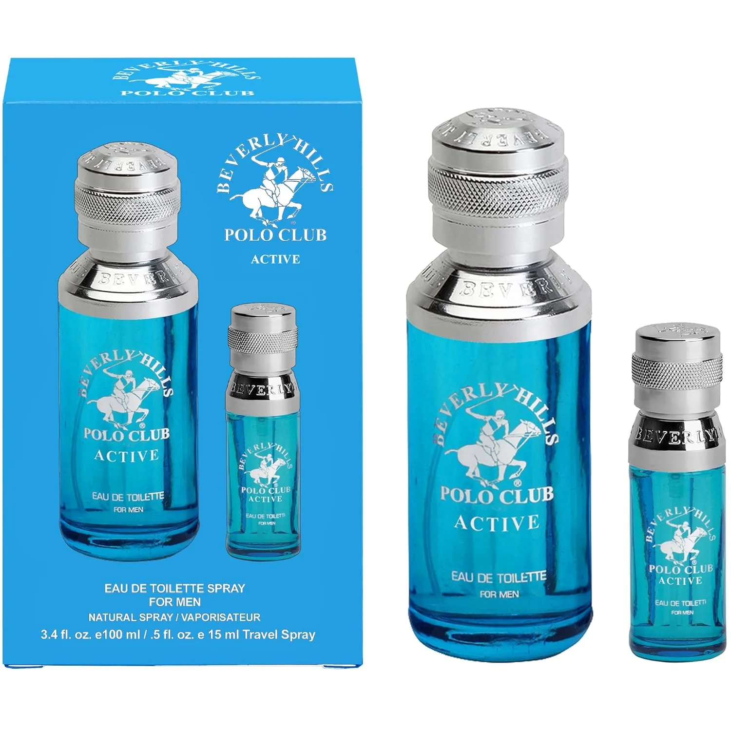 Beverly Hills Polo Club Cologne for Men Bonus Pack Designer Eau De Toilettes 3.4oz   0.5oz 2 count (Active)