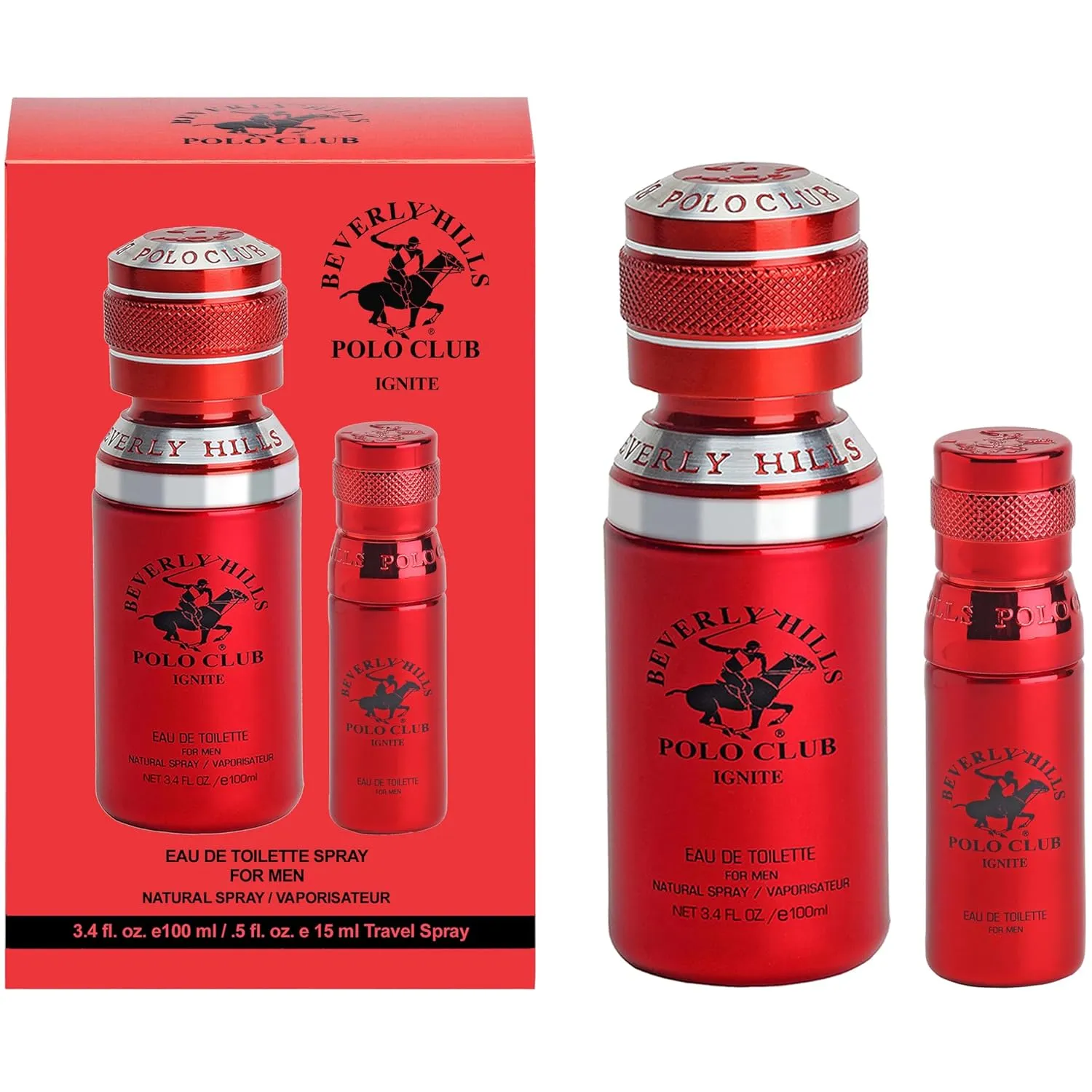 Beverly Hills Polo Club Cologne for Men Bonus Pack Designer Eau De Toilettes 3.4oz   0.5oz 2 count (Ignite)