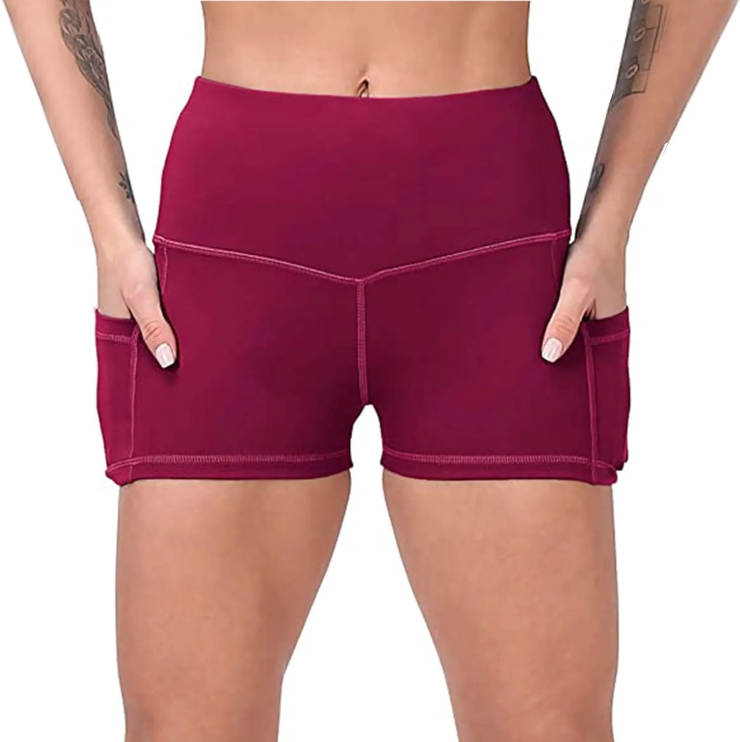 Biker Shorts for Women Women Butt Lifting Shorts Pockets High Waisted Biker Anti Cellulite Up Workout Gym Shorts