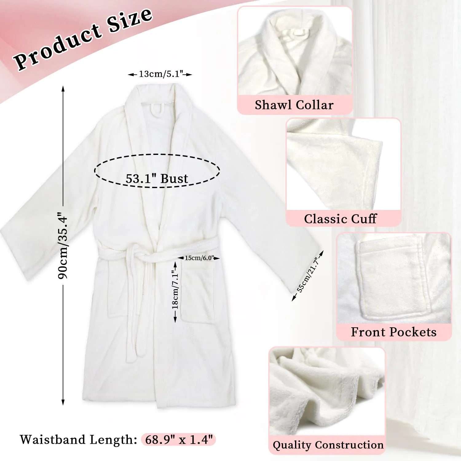 Birthday Gifts For Women, Bathrobe Set With Silky Satin Sleep Mask, Spa Robe and Slippers set, Scented Candle Self Care 7 Pack Set Suitable For Christmas Thanksgiven Day Beige