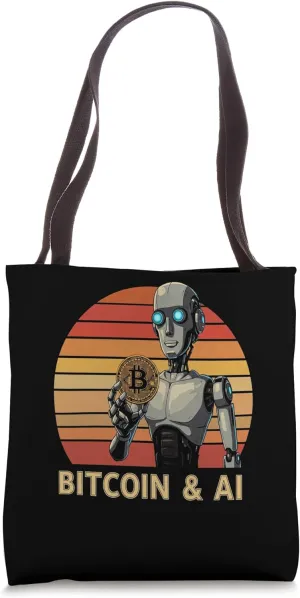 Bitcoin & AI KI Roboter Mining digital Nakamoto HODL Bitcoin Tote Bag