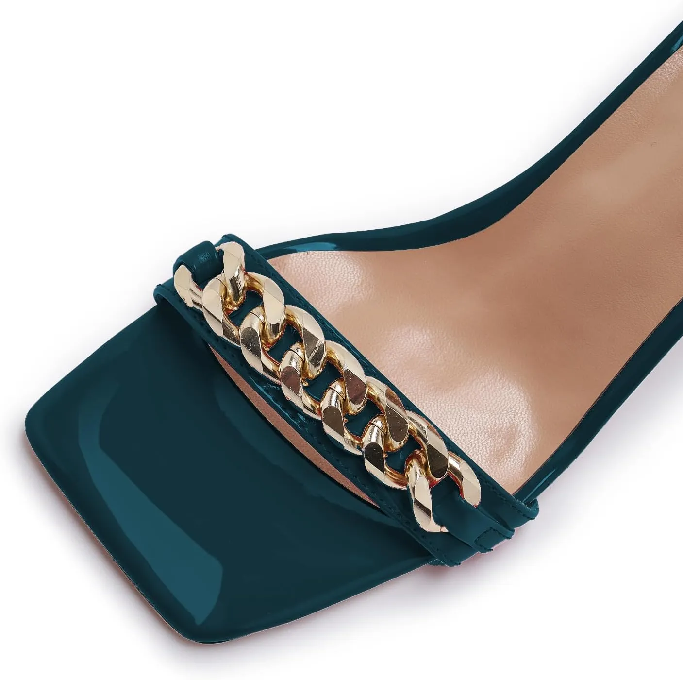 Black and Gold Heels for Women Square Open Toe Stiletto High 3 inch Heels with Back Zip Design