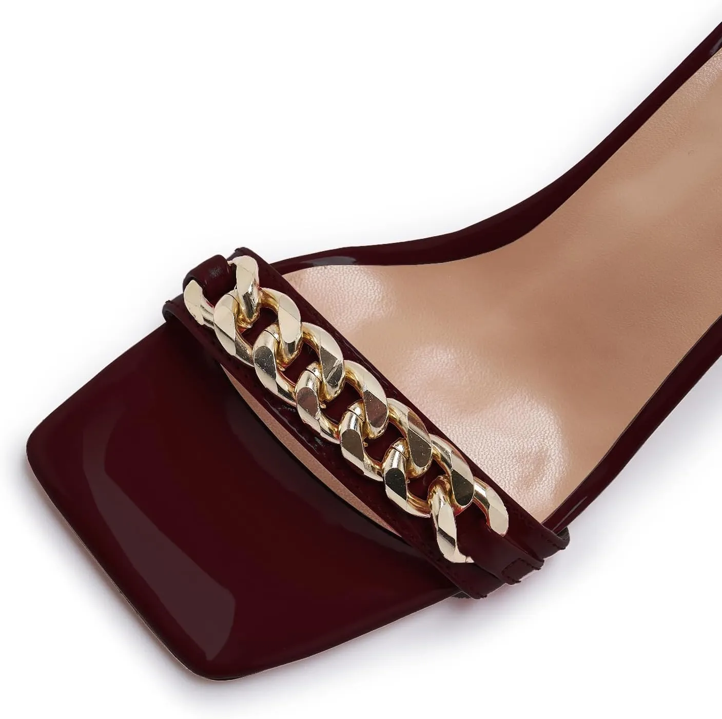 Black and Gold Heels for Women Square Open Toe Stiletto High 3 inch Heels with Back Zip Design