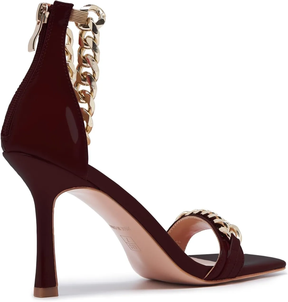 Black and Gold Heels for Women Square Open Toe Stiletto High 3 inch Heels with Back Zip Design