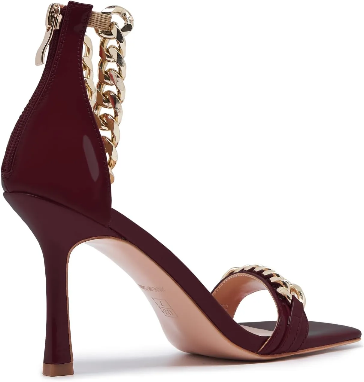 Black and Gold Heels for Women Square Open Toe Stiletto High 3 inch Heels with Back Zip Design