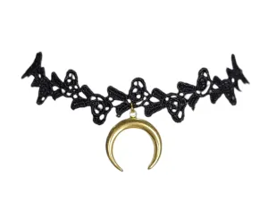 Black Lace Choker Necklace Victorian-Inspired Floral and Heart Design with Celestial Star Charms Gothic Witchy Adjustable Elegant Whimcal Statement Necklace for Women Handmade Jewelry Gift for Her