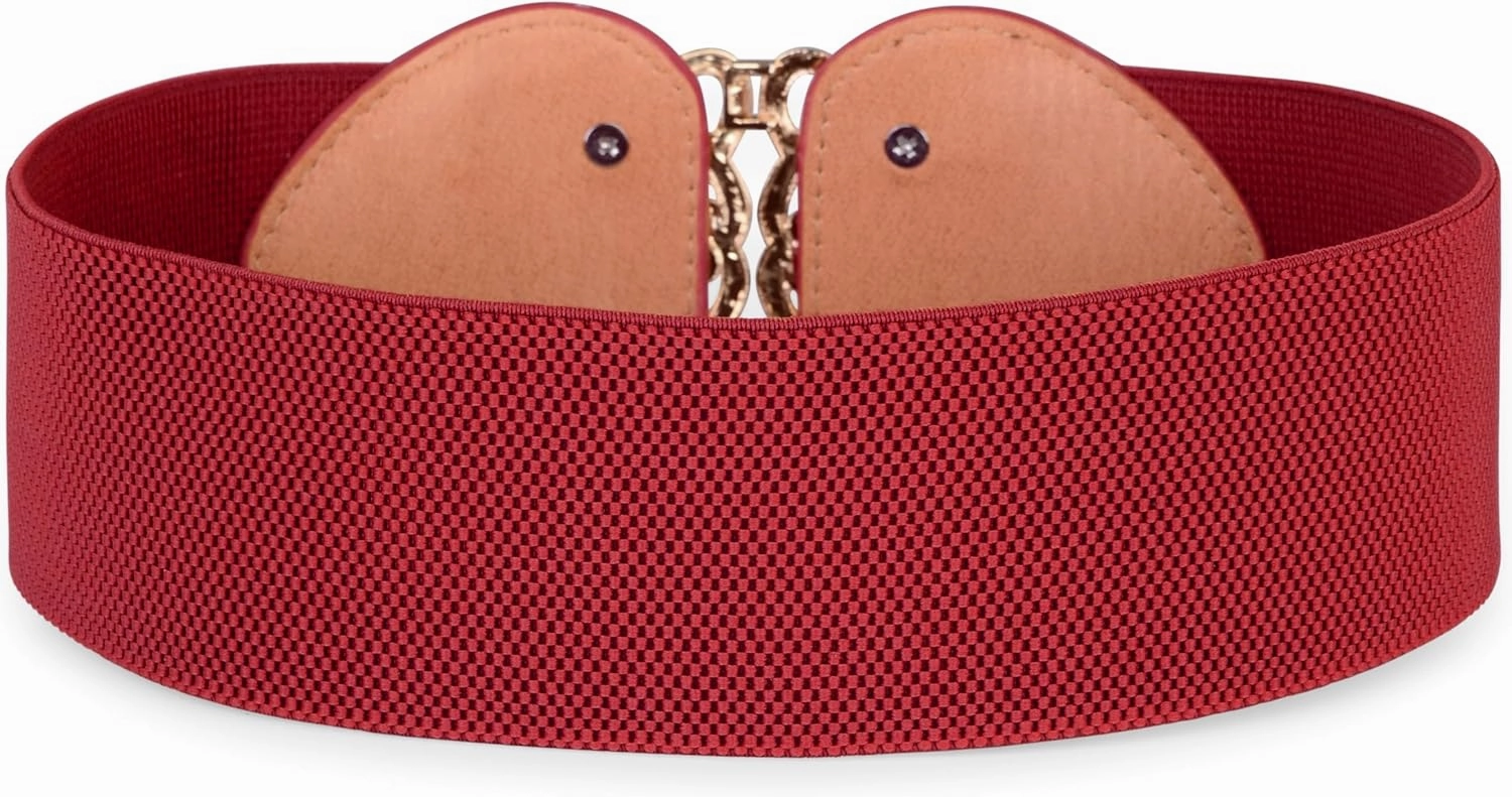 BlackButterfly Wide Elastic Cinch Stretch Waistband Retro Gold Medusa Buckle Waist Belt