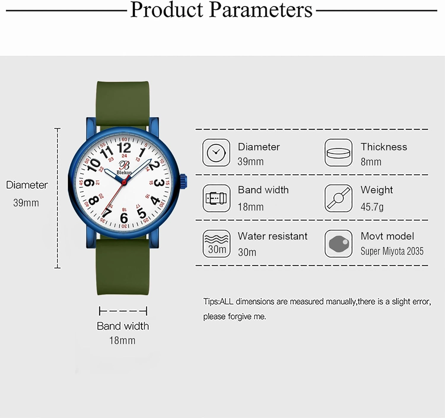 Blekon Original Nurse Watch - Medical Timepiece with Easy-Read Dial, Second Hand, Water Resistant, Designed for Healthcare Professionals in Scrub Colors