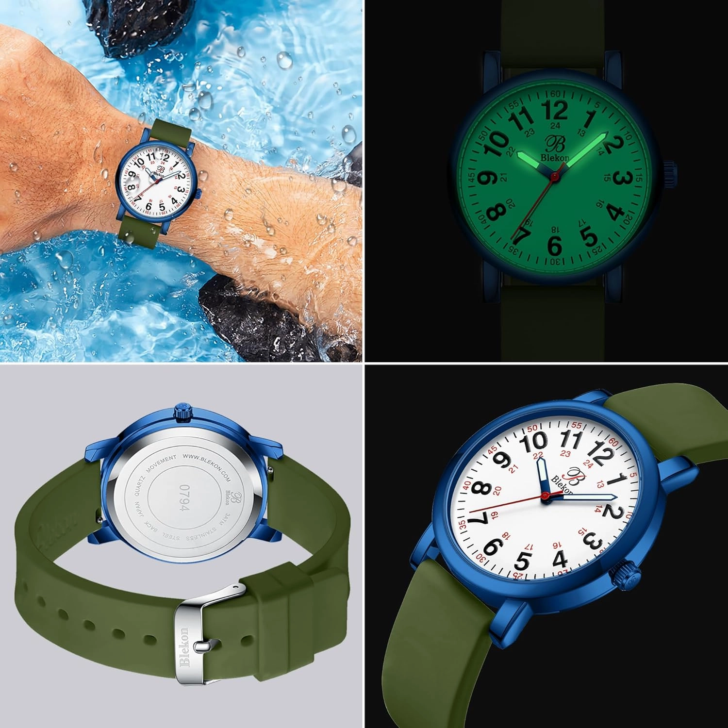 Blekon Original Nurse Watch - Medical Timepiece with Easy-Read Dial, Second Hand, Water Resistant, Designed for Healthcare Professionals in Scrub Colors
