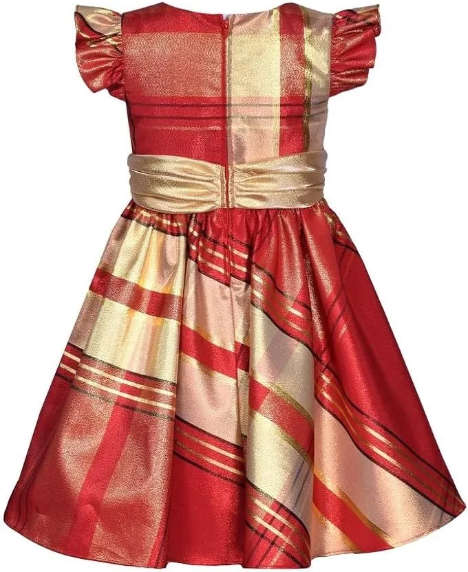 Bonnie Jean Girls 2T-16 Metallic Plaid Taffeta Christmas Bow Dress