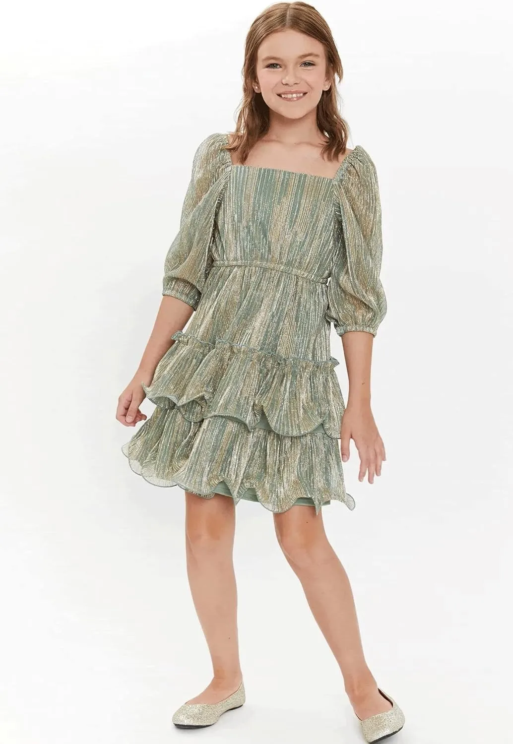 Bonnie Jean Girls 4-16 Metallic Ombre Boudre Special Occasion Dress