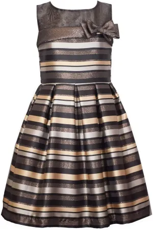 Bonnie Jean Girls 4-16 Metallic Stripe Jacquard Christmas Dress