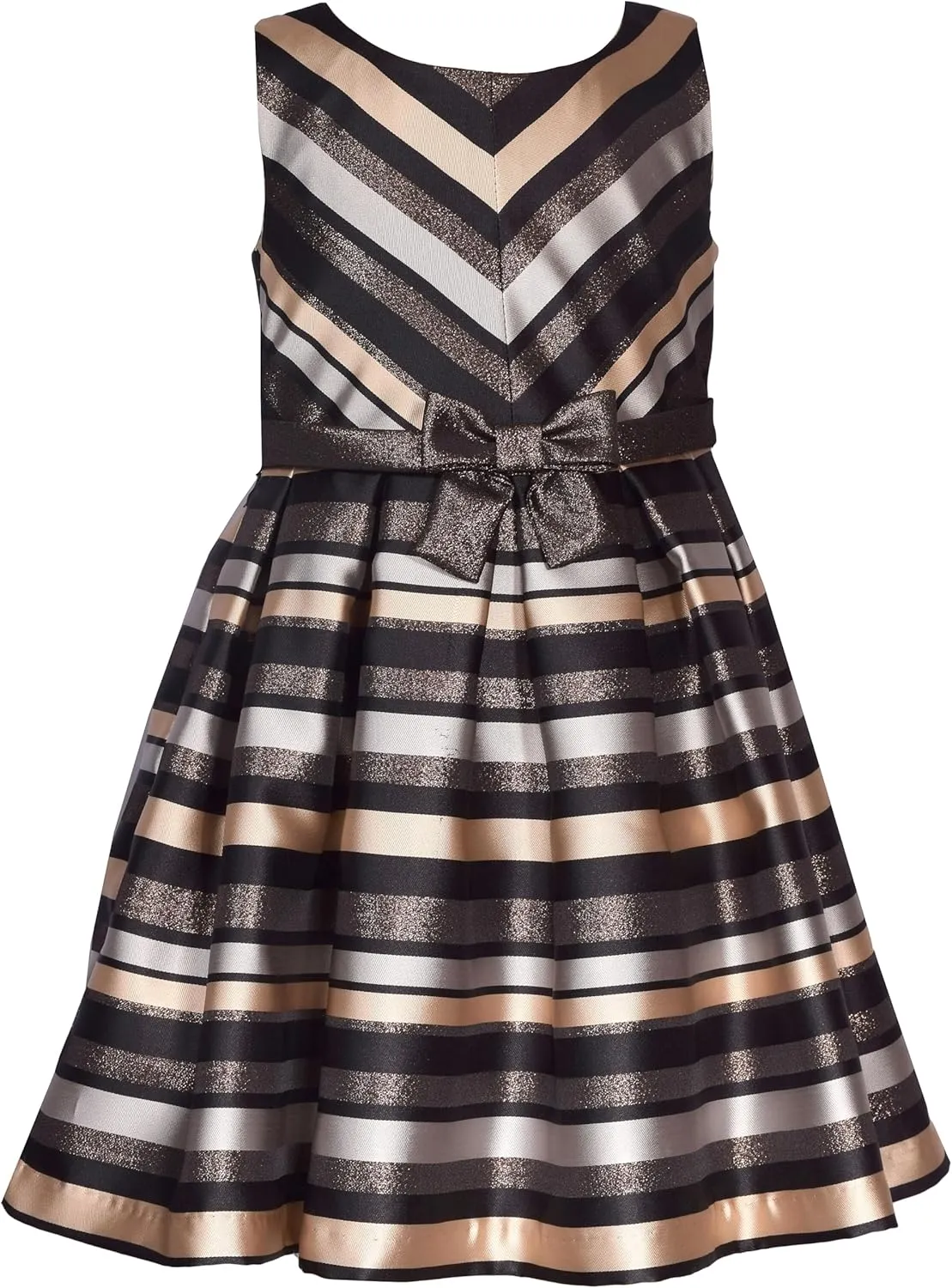 Bonnie Jean Girls 4-16 Metallic Stripe Jacquard Christmas Dress