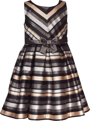Bonnie Jean Girls 4-16 Metallic Stripe Jacquard Christmas Dress