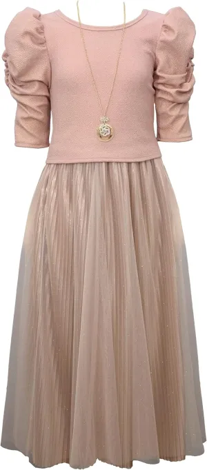 Bonnie Jean Girls 7-16 Blush Pink Metallic 2pc Full-Length Ballgown Dress (7)