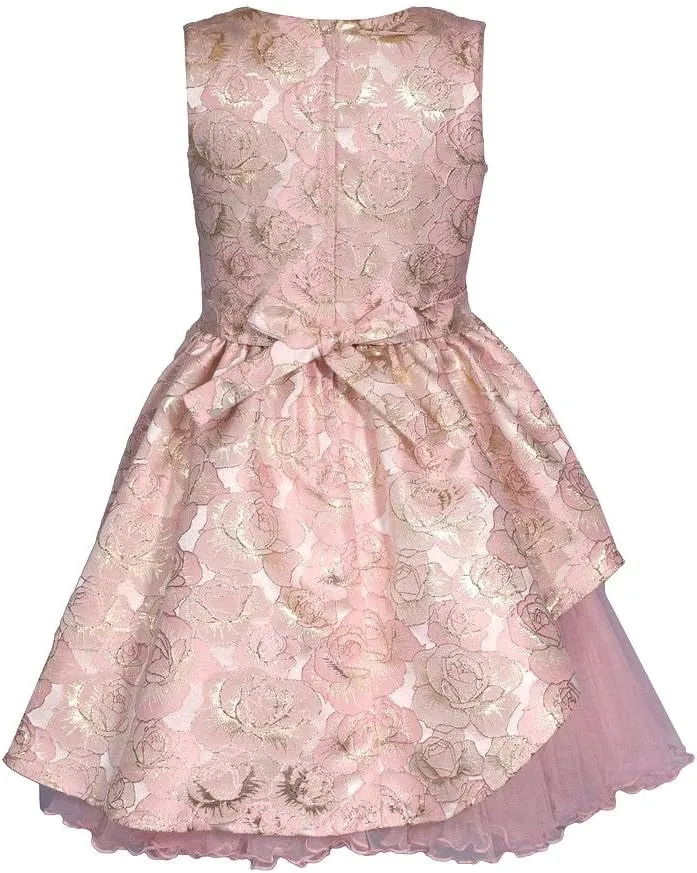 Bonnie Jean Girls 7-16 Metallic Floral Jacquard Tulle Dress