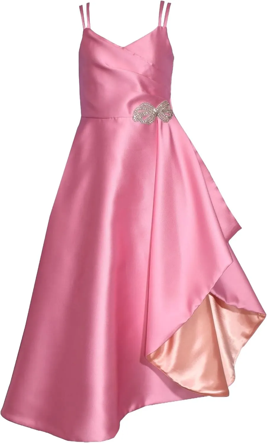 Bonnie Jean Girls 7-16 Ruched Bodice Jewel Waist Asymmetrical Ballgown