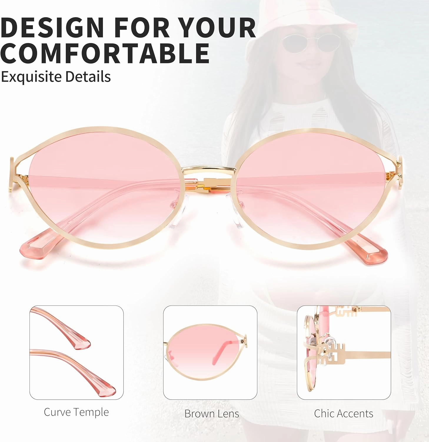 BOTEN Retro Oval Sunglasses for Women Men Small 90s Sun Glasses Trendy Gold Frame Round Shades Cute Designer Sunnies