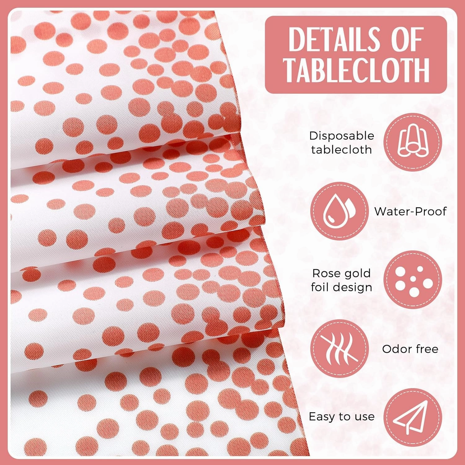 Breling 8 Pack White and Rose Gold Disposable Plastic Tablecloths and Satin Table Runner Set, 54 x 108 Inch Tablecloth, 12 x 108 Inch Table Runners for Wedding Graduation Birthday Baby Shower New Year
