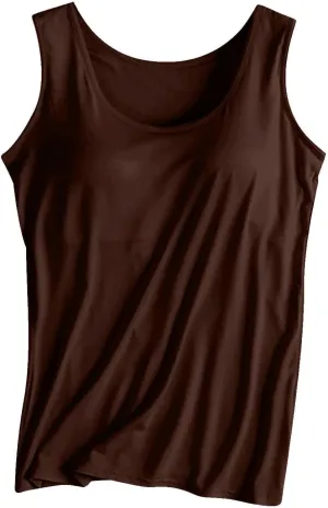 Built in Bra Tank Tops for Women 2024 Pad Without Wearing Bra One Tank Top Cotton Padded Workout Tops Built in Bra