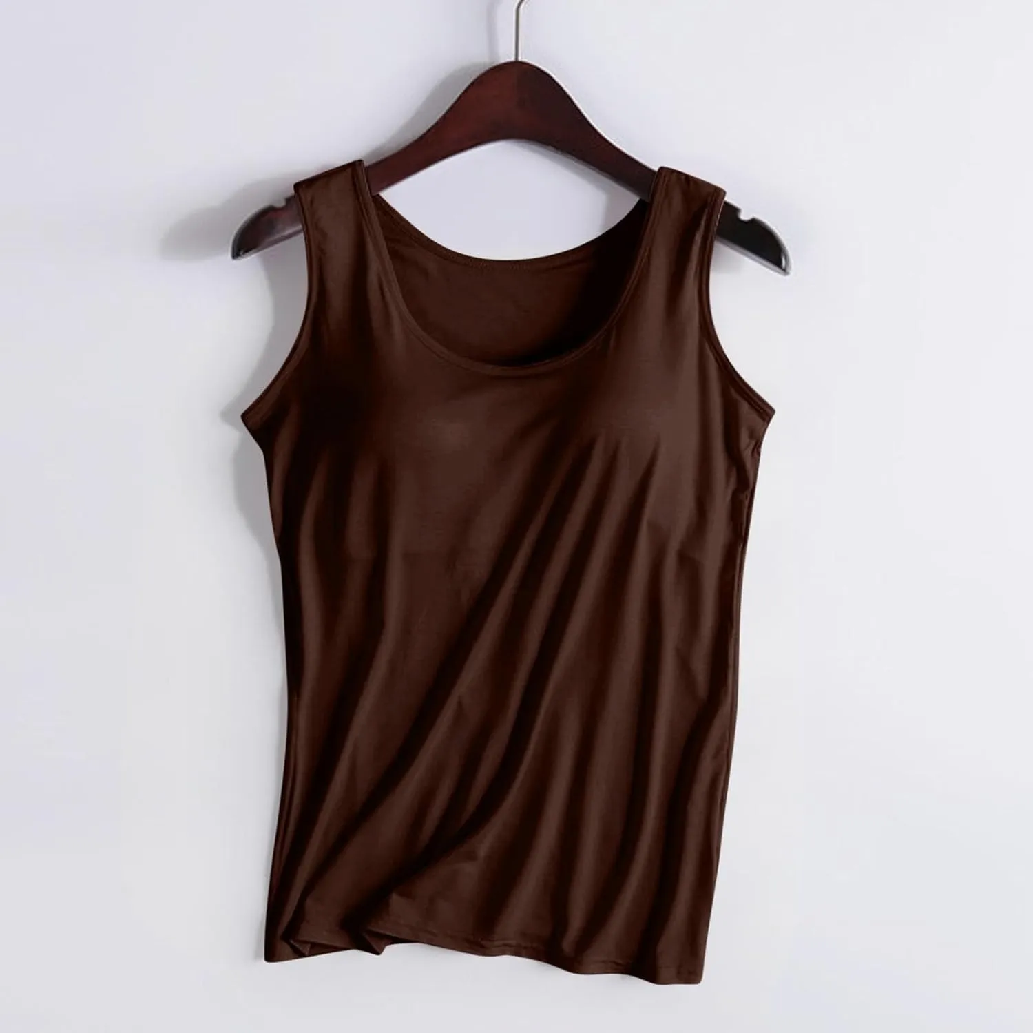 Built in Bra Tank Tops for Women 2024 Pad Without Wearing Bra One Tank Top Cotton Padded Workout Tops Built in Bra