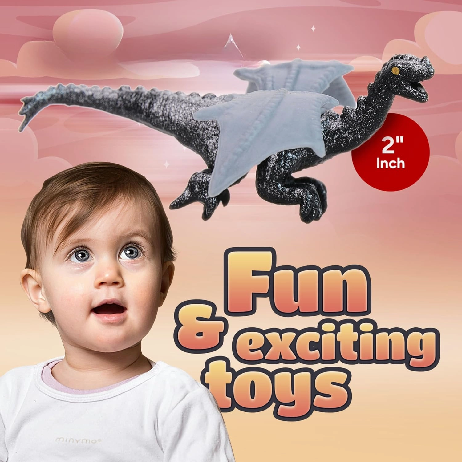 Bulk Dragon Toys - 2 Inch Dragon Playset for Party Favors & Pinata Stuffers - 100 Pcs Goodie Bag Supplies - Bulk Gifts & Easter Gifts for Kids