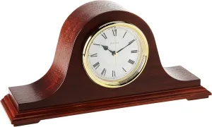 Bulova B1929 Bulova Annette I Chiming Mantel Clock, Model B1929 | Classic Mahogany Finish | Westminster Melody on The Hour | Battery Powered I Chiming Clock