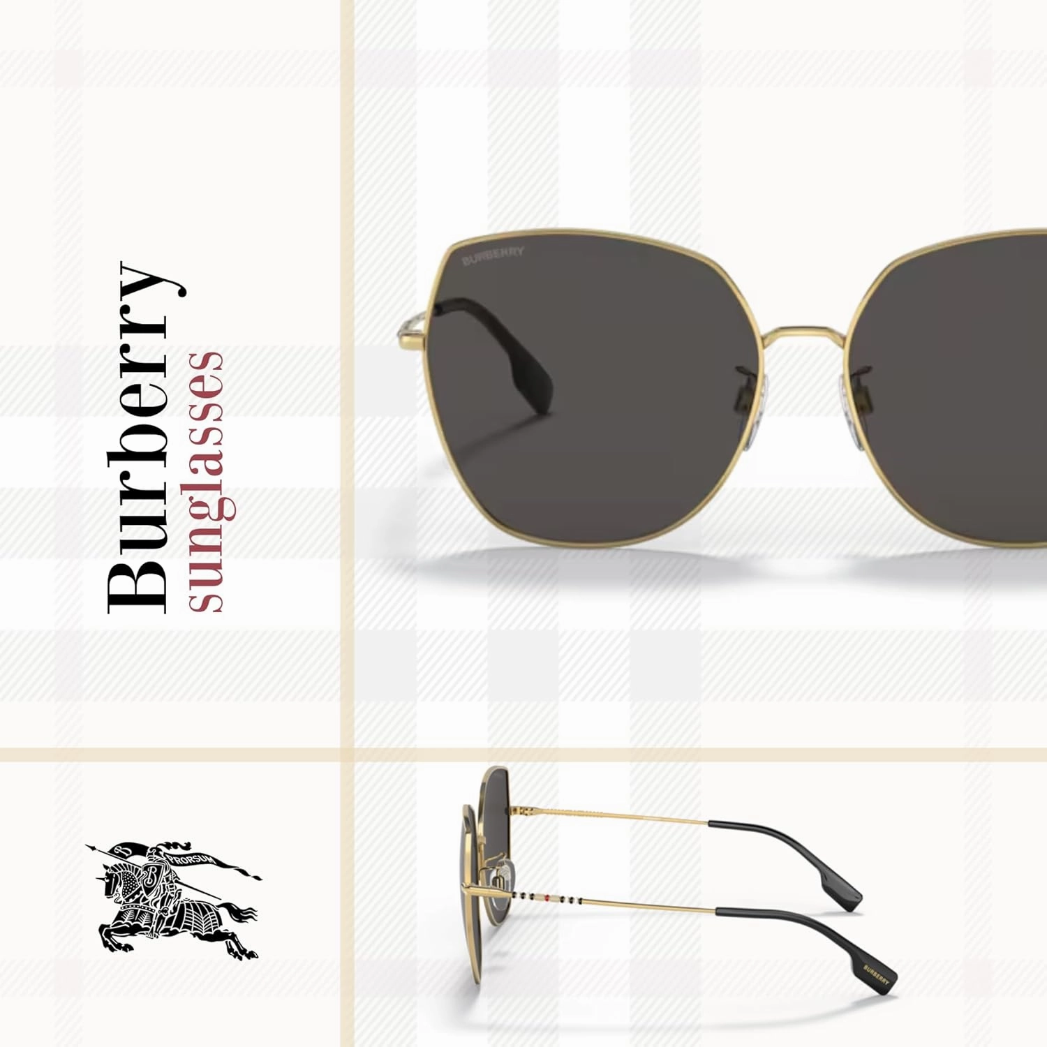 BURBERRY BE3136D Square Sunglasses for Women   BUNDLE With Deisgner iWear Complimentary Eyewear Kit