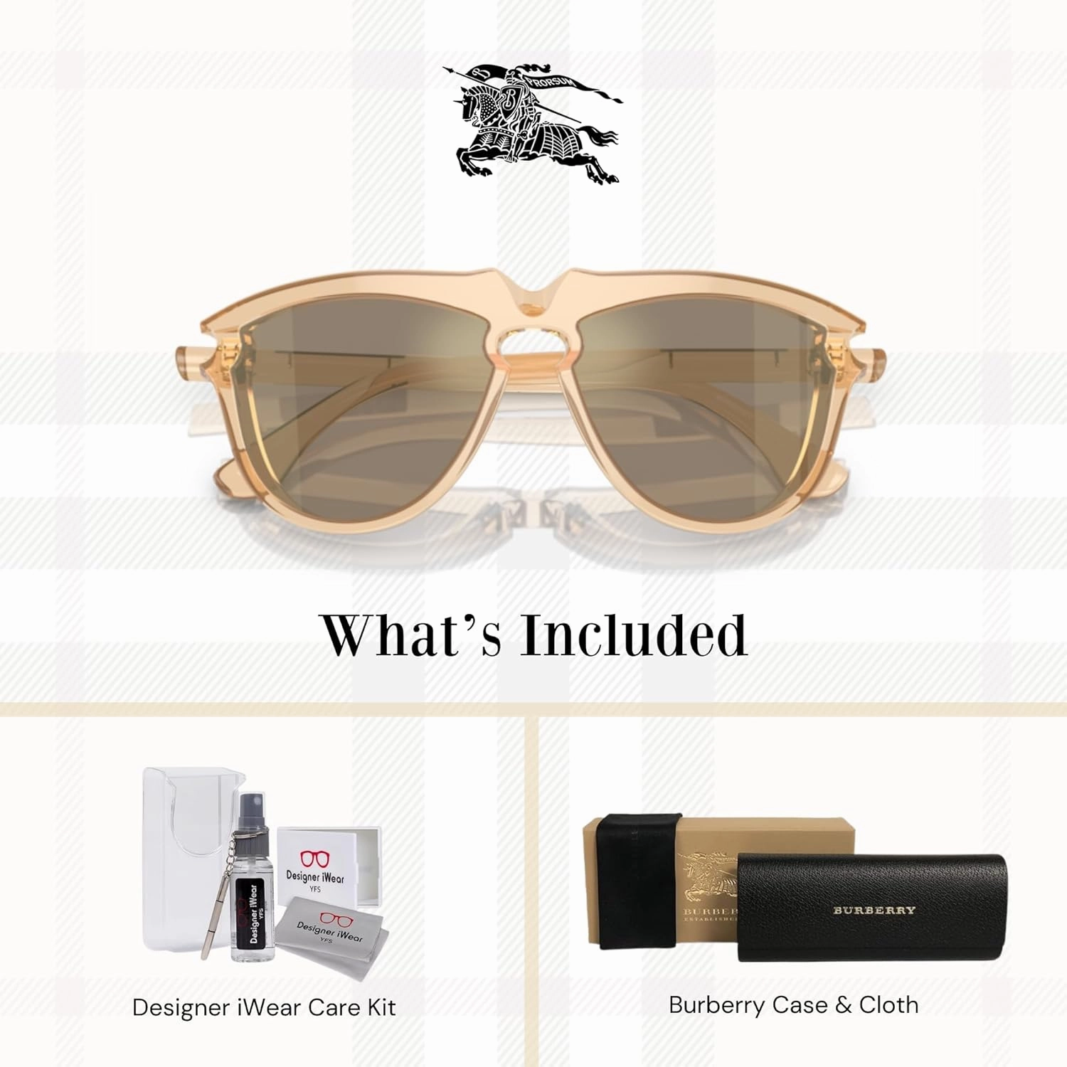 BURBERRY BE4417U Aviator Sunglasses for Men   BUNDLE With Deisgner iWear Complimentary Eyewear Kit