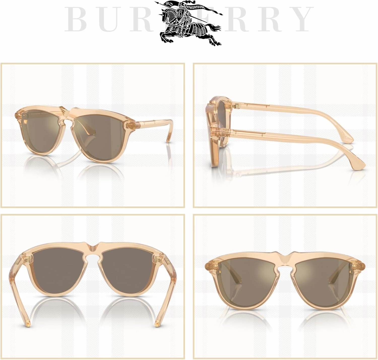 BURBERRY BE4417U Aviator Sunglasses for Men   BUNDLE With Deisgner iWear Complimentary Eyewear Kit
