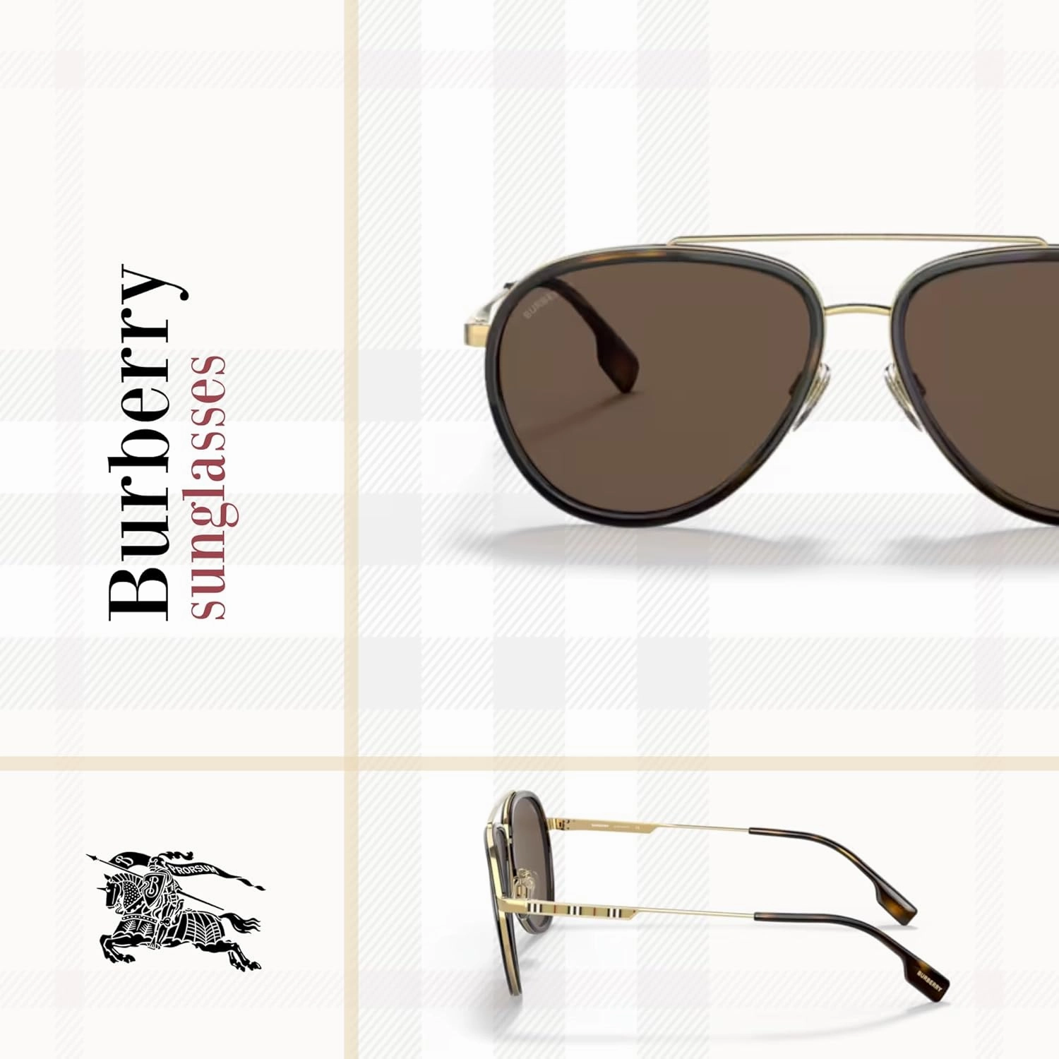 BURBERRY Oliver BE3125 Aviator Sunglasses for Men   BUNDLE With Designer iWear Eyewear Kit