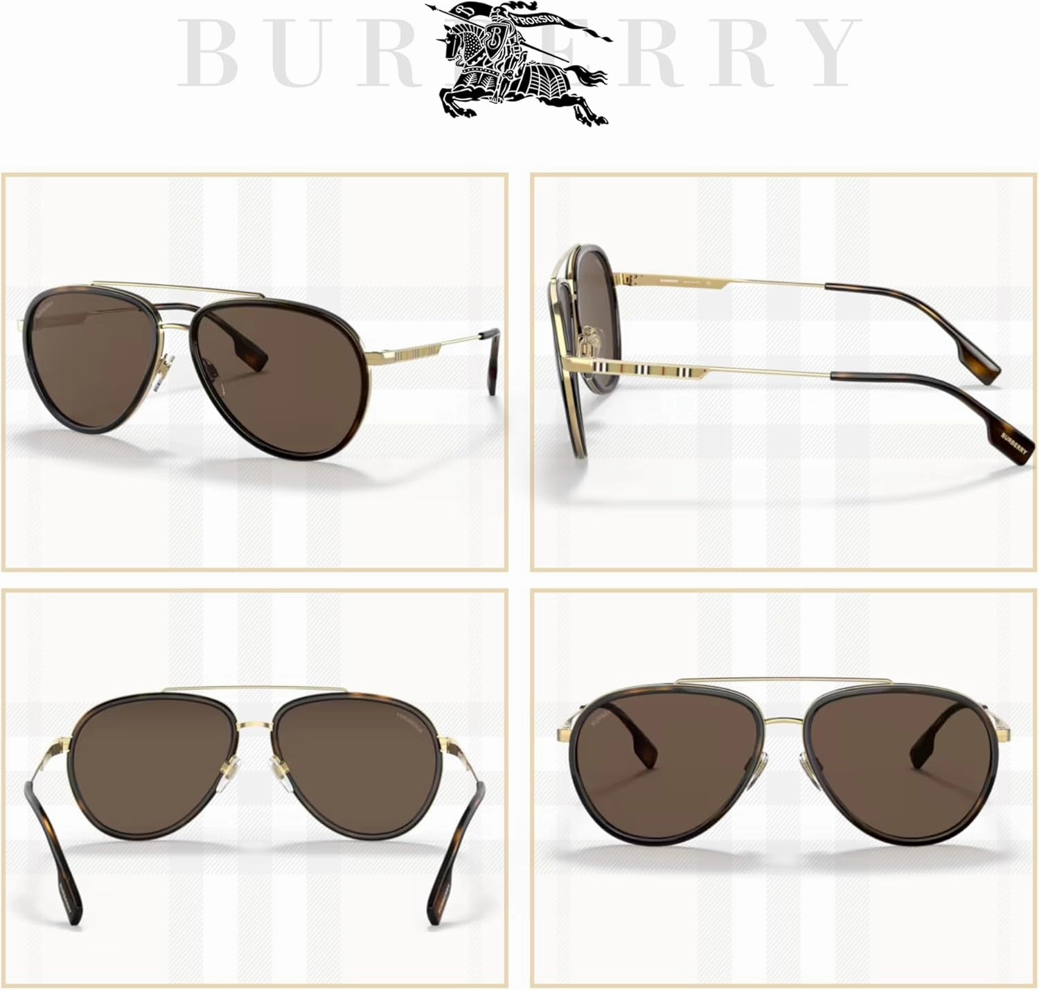 BURBERRY Oliver BE3125 Aviator Sunglasses for Men   BUNDLE With Designer iWear Eyewear Kit