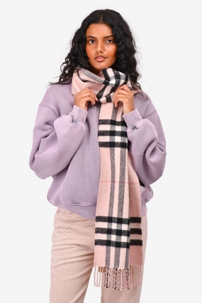 Burberry Pink/Metallic Cashmere Tartan Scarf
