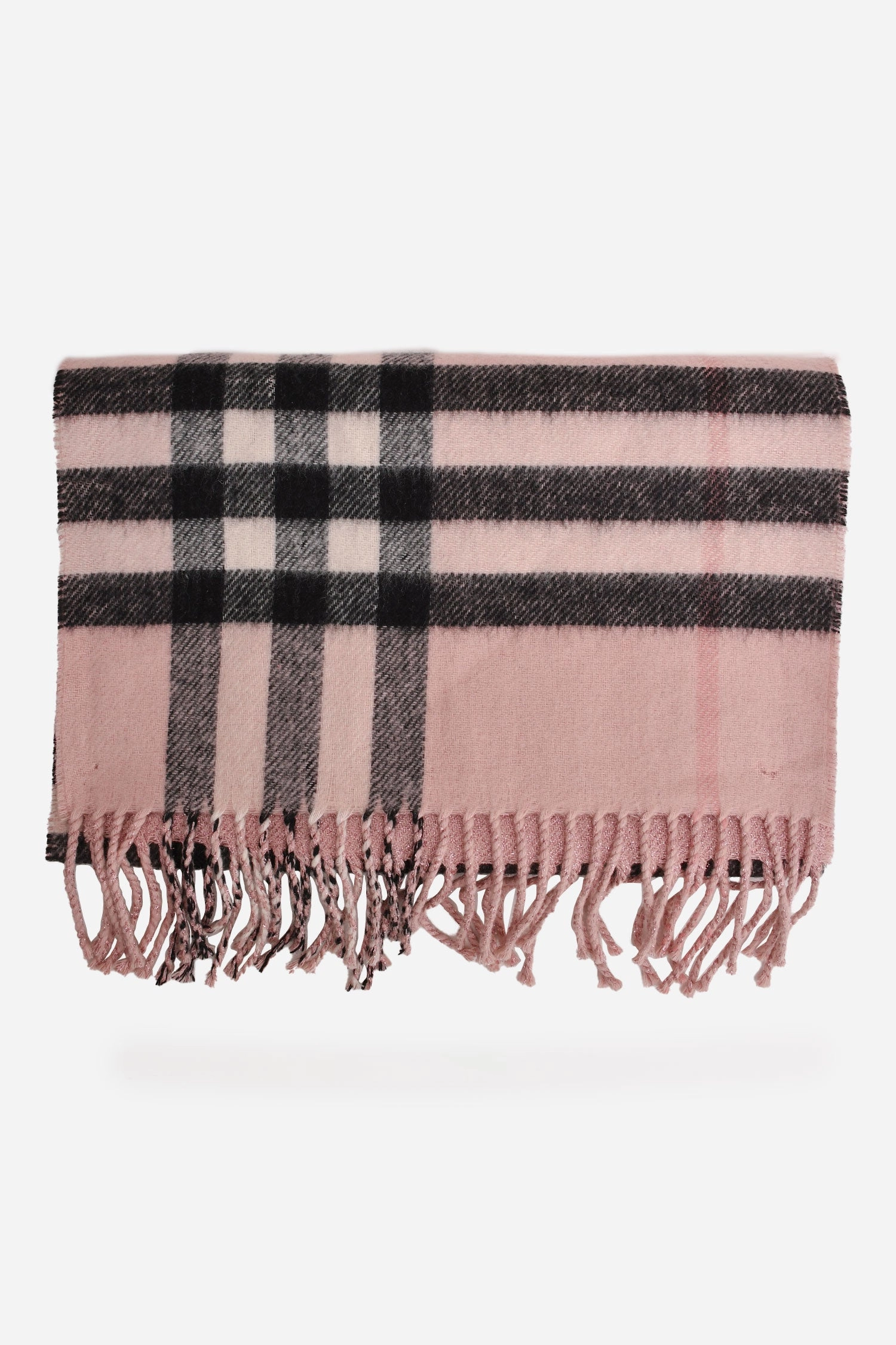 Burberry Pink/Metallic Cashmere Tartan Scarf