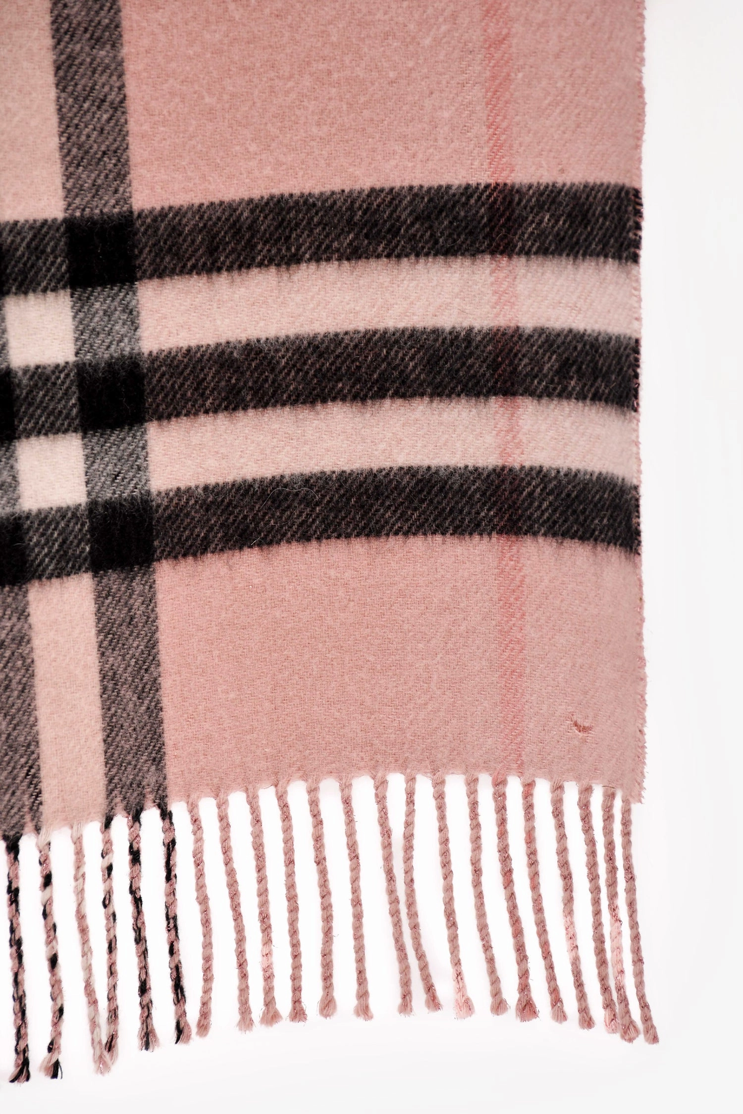 Burberry Pink/Metallic Cashmere Tartan Scarf