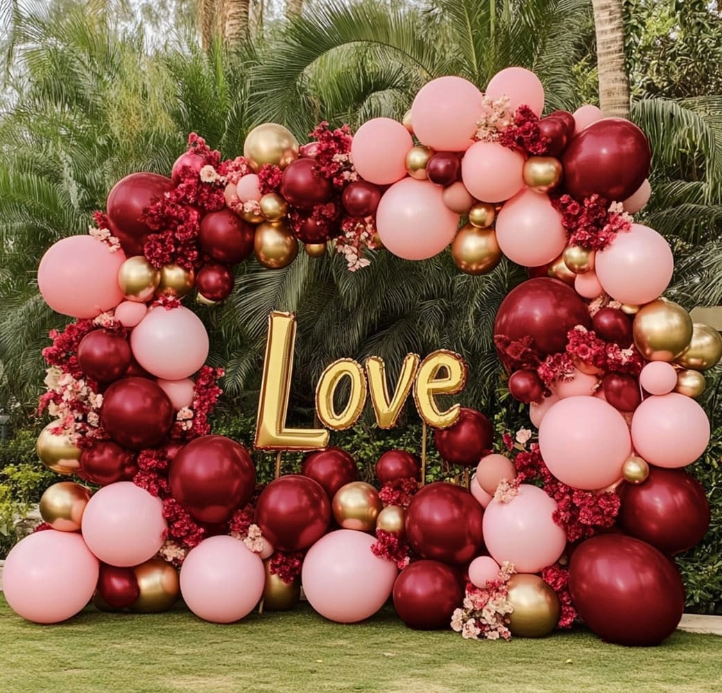Burgundy Balloons Double Stuffed Wine Red Balloon Garland Rose Red Balloon Arch Kit Maroon Balloons Different Size For Wedding Birthday Baby Shower Valentine Anniversary Wine Party Decorations