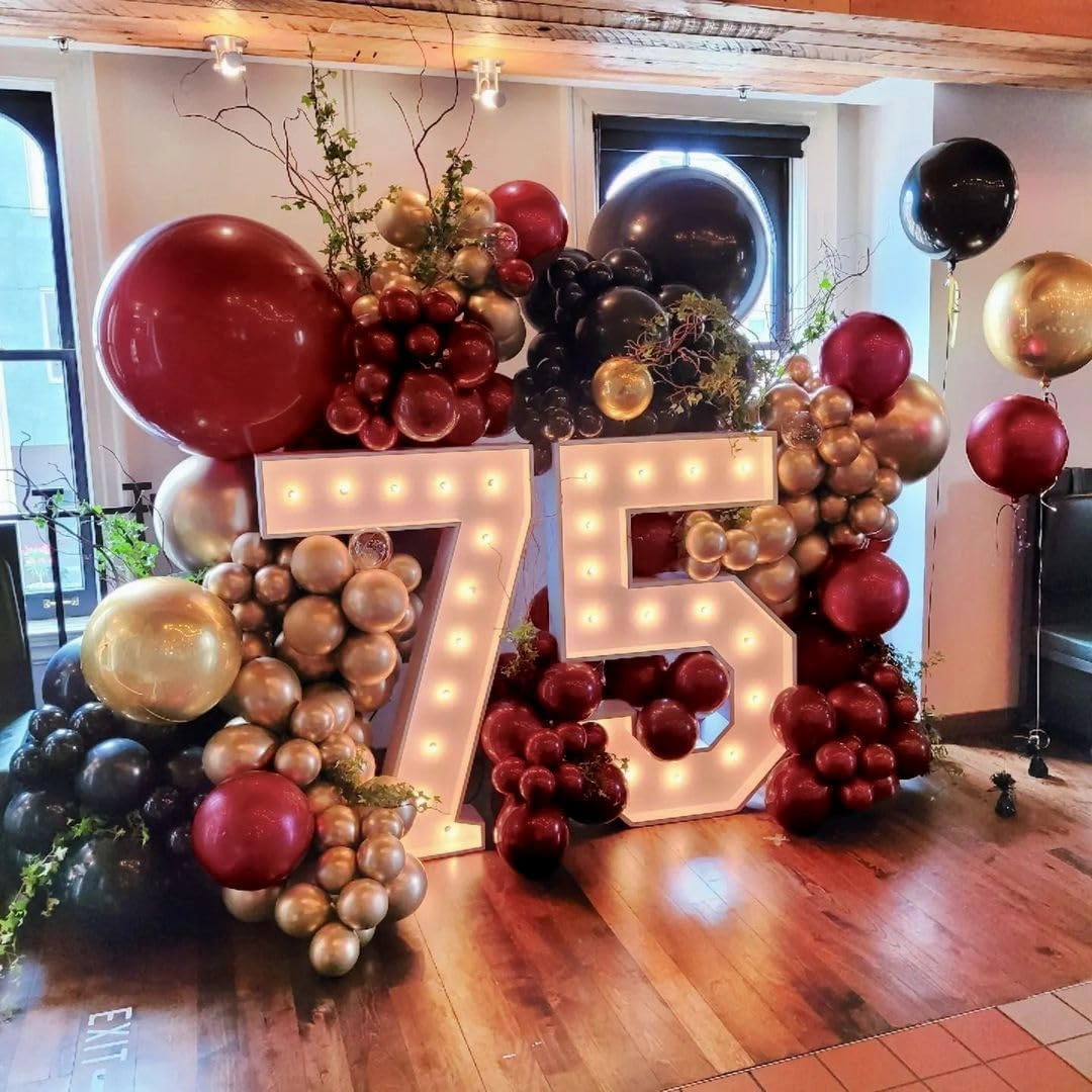 Burgundy Balloons Double Stuffed Wine Red Balloon Garland Rose Red Balloon Arch Kit Maroon Balloons Different Size For Wedding Birthday Baby Shower Valentine Anniversary Wine Party Decorations