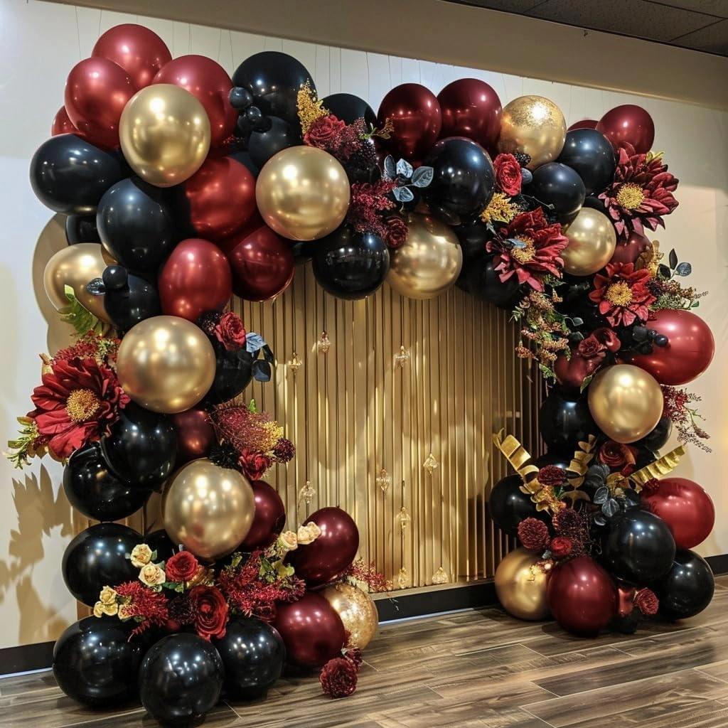 Burgundy Balloons Double Stuffed Wine Red Balloon Garland Rose Red Balloon Arch Kit Maroon Balloons Different Size For Wedding Birthday Baby Shower Valentine Anniversary Wine Party Decorations
