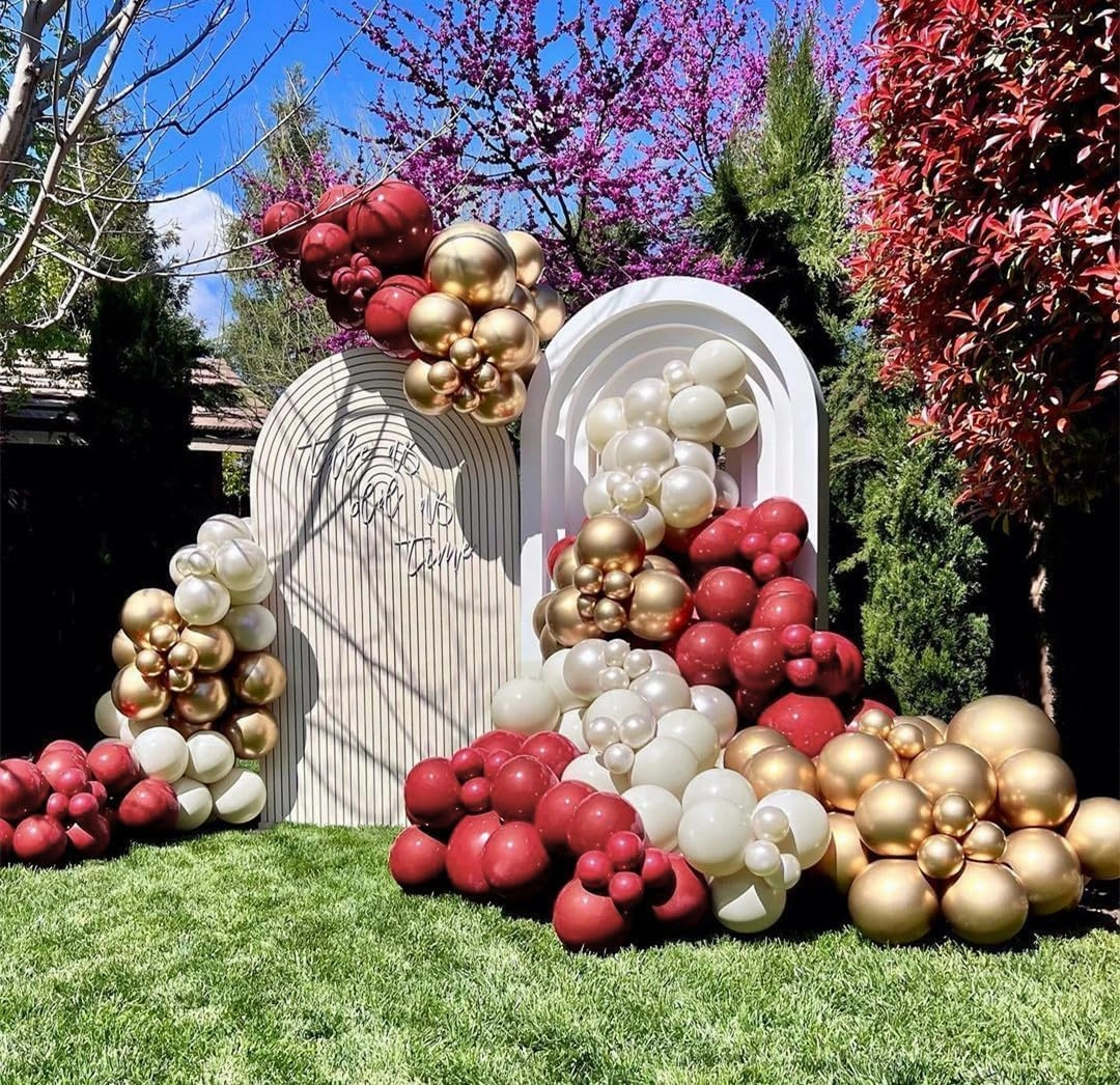 Burgundy Balloons Double Stuffed Wine Red Balloon Garland Rose Red Balloon Arch Kit Maroon Balloons Different Size For Wedding Birthday Baby Shower Valentine Anniversary Wine Party Decorations