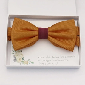 Burnt orange bow tie Best man Groomsman Man of honor ring bearer request gift, Kids adult bow, Adjustable Pre tied High quality, Birthday Congrats