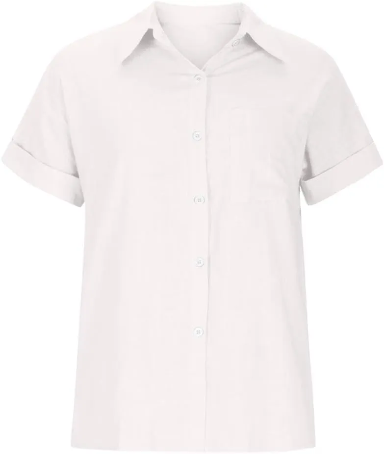 Ceboyel Women Cotton Linen Summer Shirts Collared Button Down Blouses Gauze Short Sleeve Tops Causal Ladies Outfits 2023