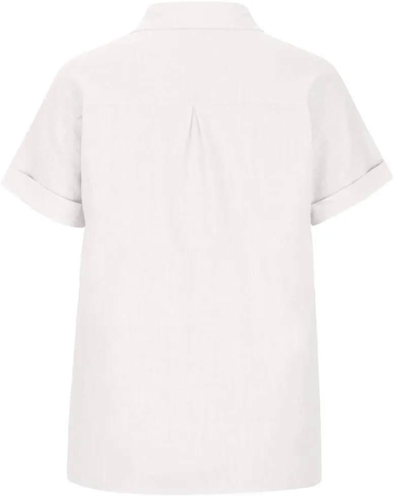 Ceboyel Women Cotton Linen Summer Shirts Collared Button Down Blouses Gauze Short Sleeve Tops Causal Ladies Outfits 2023