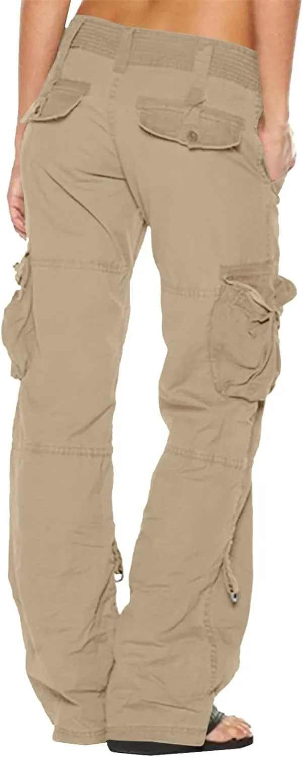 Ceboyel Women's Baggy Parachute Pants Straight Wide Leg Cargo Pants Multiple Pockets Jogger Trousers Y2K Clothing 2023