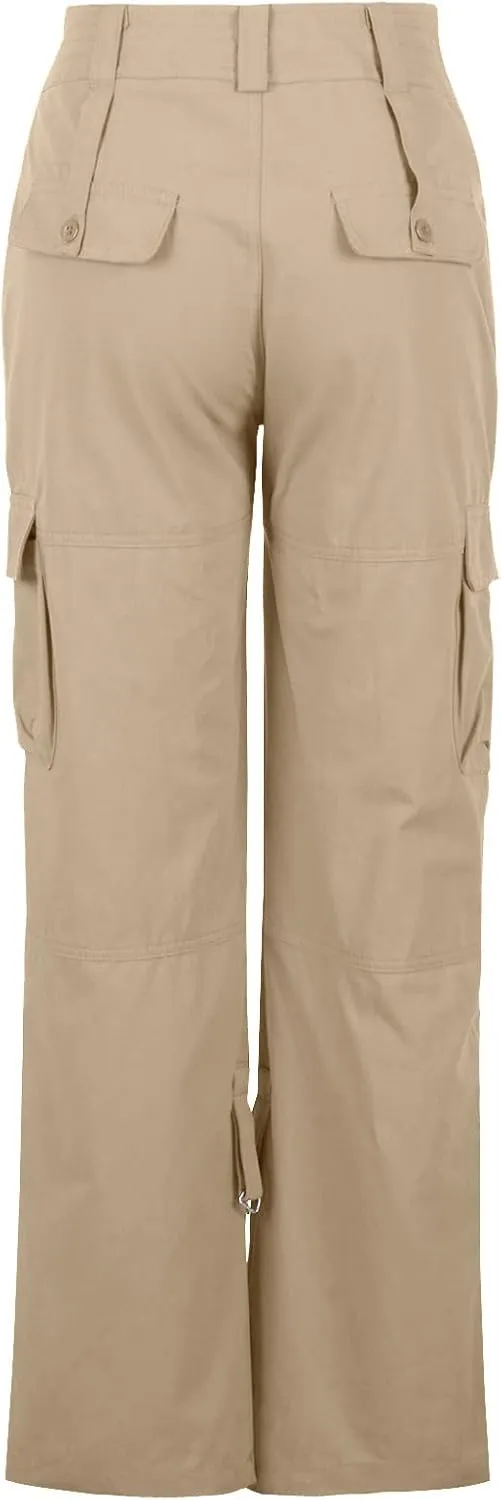 Ceboyel Women's Baggy Parachute Pants Straight Wide Leg Cargo Pants Multiple Pockets Jogger Trousers Y2K Clothing 2023