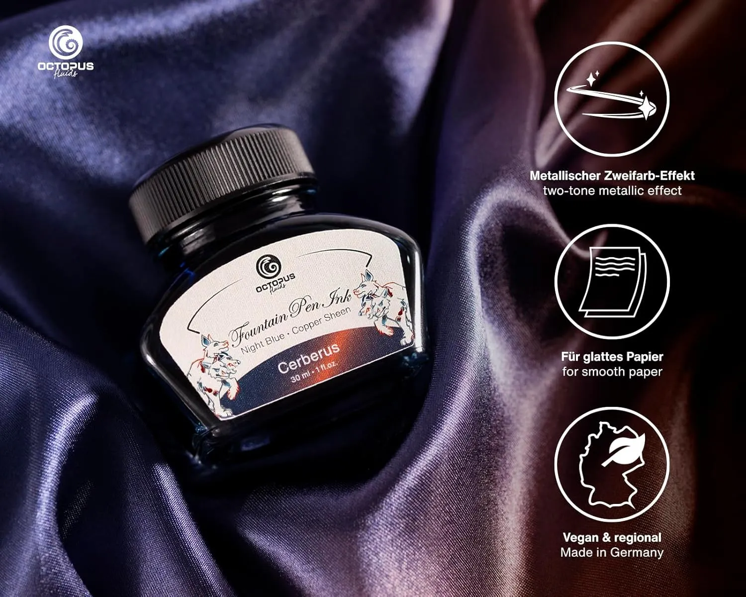 Cerberus Sheen Ink 30ml Blue Fountain Pen Ink